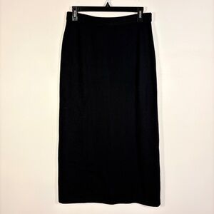 St. John Santana Knit Classic Black Maxi Skirt Pull On Elastic Waist Travel